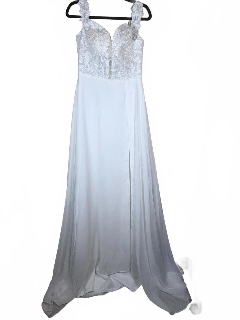SEIM Women’s Lace Chiffon Bridal Wedding Dress White Elegant Gown Size 12